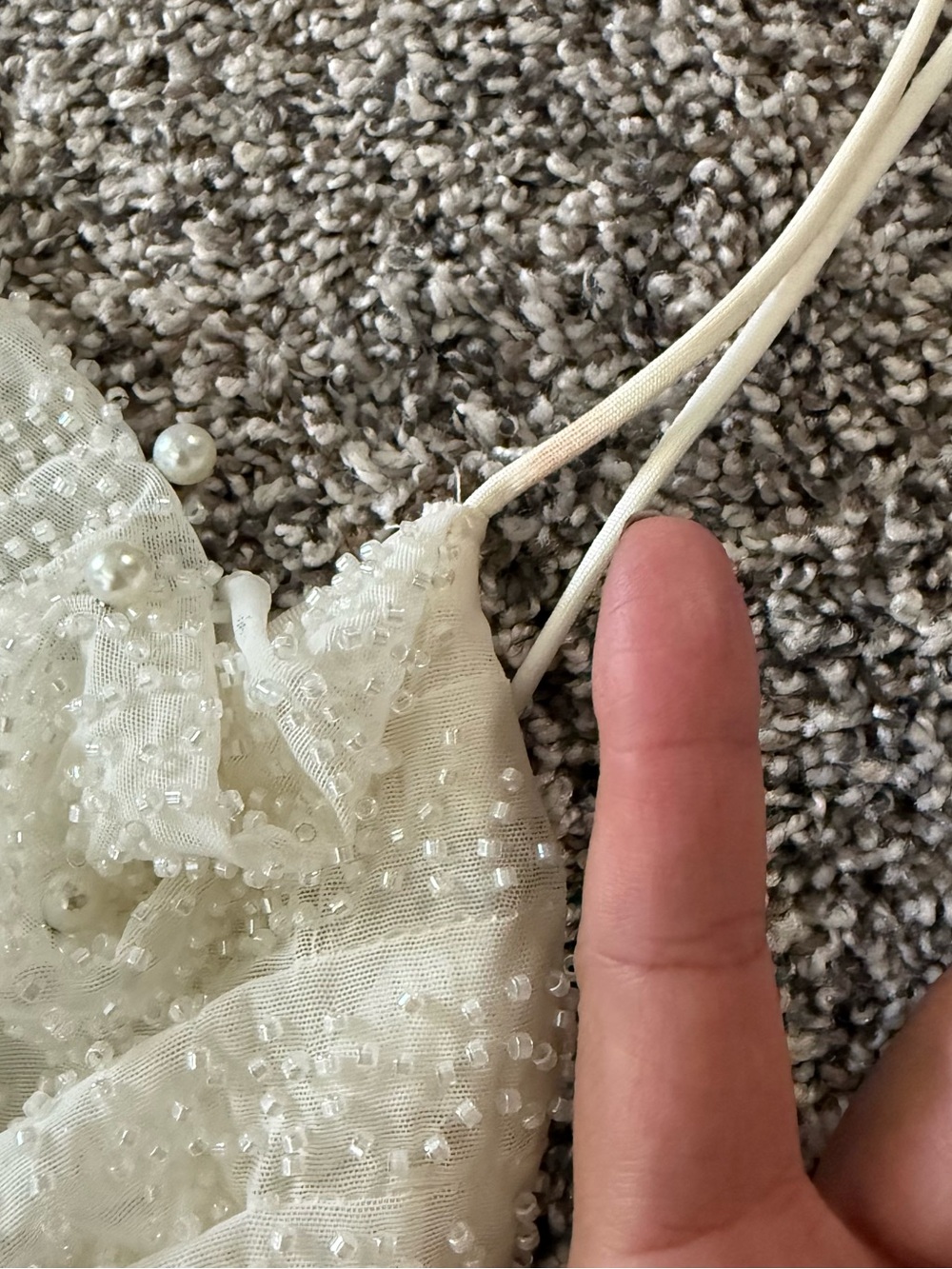 Oh Polly Riviera Strappy Midi Dress White Beaded Engagement Bridal Shower Size 4 - Picture 11 of 13
